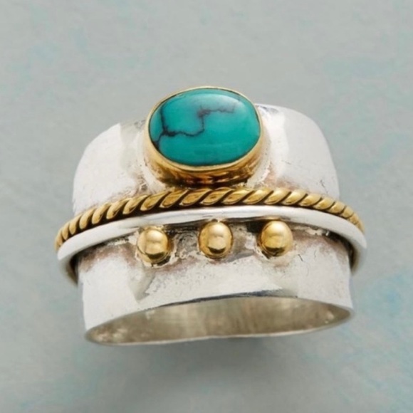 turquoise wide band ring - Picture 5 of 8